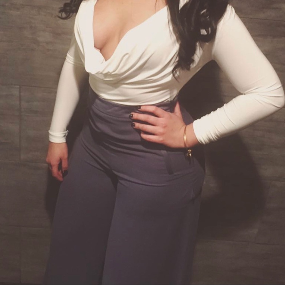 High waisted wide leg pants